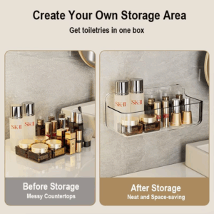 Wall Mounted Shower Shampoo Racks Shelves Organizer Non-drilling Removable Transparent PET Material Bathroom Storage Rack - Image 3