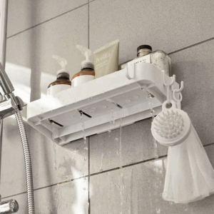 Bathroom Cosmetics Shelf White Self-adhesive Toilet Body Wash Shampoo Organization Shelves Storage Racks Support Holder - Image 5