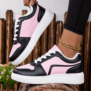 Fashionable Women's Sneaker, Light and Casual, with Stripes, Lace-up Low Top, Eva Outsole and Cloth Insole - Image 3