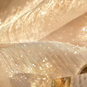 1PC French Champagne Gold Elegant Sheer Curtains for Living Room Bedroom Balcony Starlight Transparent Yarn Voile Organza Drapes - Image 4