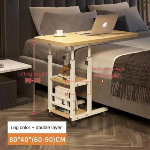 Adjustable Computer Desk with Dual Layers, Simple and Movable Bedside Sofa Side Table for Lazy Office - Image 5
