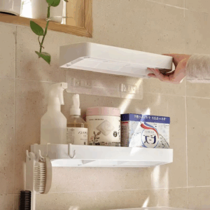 Bathroom Cosmetics Shelf White Self-adhesive Toilet Body Wash Shampoo Organization Shelves Storage Racks Support Holder - Image 6