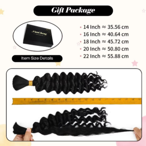 2 Bundles Human Braiding Hair for Boho Braids, 14Inch 100G 10A Brazilian Virgin Deep Wave Bulk Human Hair for Braiding - Image 4
