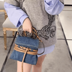 Small Denim Handle Bags for Women Jean Crossbody Bag Female Jean Handle Bag with PU Tie Womens Small Purse Bag - Image 4