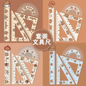 4pcs/set Creative Acrylic Capybara Set of Rulers Drawing Tools Cute Cartoon Soft Ruler Set Office Supplies Set Square - Image 4