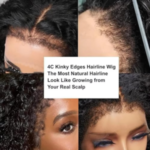 Short Bob Kinky Curly Human Hair Frontal Wig 4C Edges Lace Front Wigs Transparent 4x4 Closure Human Hair Wig Natural Hairline - Image 5
