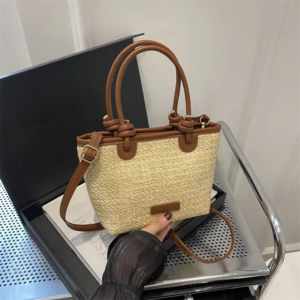 New Straw Woven Crossbody Bags For Women Summer Rattan Vacation Bucket Shoulder Bags Summer Seaside Beach Handbags - Image 3