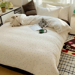 Bed Linen Bed Sheets Set Sweet Dots Duvet Cover Set Quilt Cover Bed Sheet Girls Quilt Sets Queen Size INS Blogger Comforter Sets - Image 5