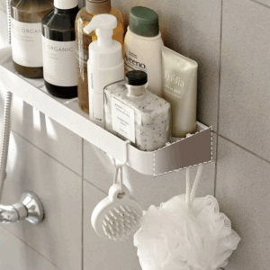 Bathroom Cosmetics Shelf White Self-adhesive Toilet Body Wash Shampoo Organization Shelves Storage Racks Support Holder - Image 4