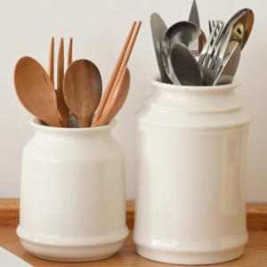 Kitchen Utensil Holder, Ceramic Cooking Utensil Holder for Counter Top, Storage Organizer for Spatula Spoon and Fork Storage Jar - Image 4