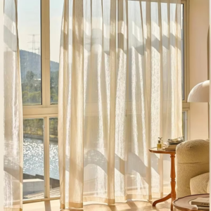 1PC French Champagne Gold Elegant Sheer Curtains for Living Room Bedroom Balcony Starlight Transparent Yarn Voile Organza Drapes - Image 6
