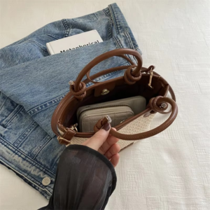 New Straw Woven Crossbody Bags For Women Summer Rattan Vacation Bucket Shoulder Bags Summer Seaside Beach Handbags - Image 2