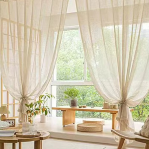 Cotton Linen Tulle Window Beige Sheer Curtains for Living Room Bedroom Dining Rustic Feeling Semi Office Hotel Home 창문커텐 Decor - Image 3
