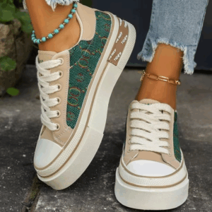 2024 Fashion Women Printed Canvas Shoes Casual Female Anti-Slip Vulcanize Platform Sneakers Ladies Spring Platform Walking Flats - Image 3