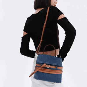 Small Denim Handle Bags for Women Jean Crossbody Bag Female Jean Handle Bag with PU Tie Womens Small Purse Bag - Image 3