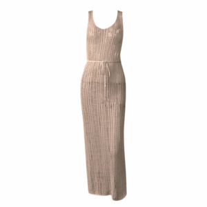 Summer Solid Beach Mesh Dress Holiday Hollowed Out Backless Knitted Cover Shirt With Push-Up Padded Bra Thong 2 Pieces Swimwear - Image 4