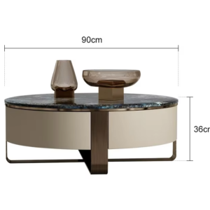 Natural Marble Coffee Table High-end Furniture Set Round Coffee Table Set - Image 2