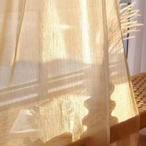 1PC French Champagne Gold Elegant Sheer Curtains for Living Room Bedroom Balcony Starlight Transparent Yarn Voile Organza Drapes - Image 3