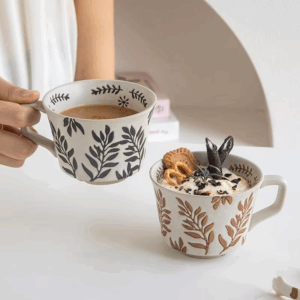 375ml Hand Drawn Ceramic Mug for Coffee Exquisite Home Breakfast Oatmeal Cup Water Tumbler Teacup Christmas Gift - Image 7