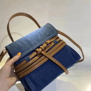 Small Denim Handle Bags for Women Jean Crossbody Bag Female Jean Handle Bag with PU Tie Womens Small Purse Bag - Image 5