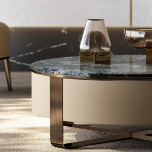 Natural Marble Coffee Table High-end Furniture Set Round Coffee Table Set - Image 4