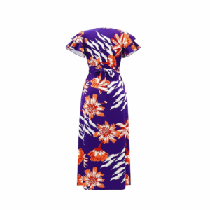 Floral Print Crew Neck Dress, Vacation Style Ruffle Sleeve Split Hem Maxi Dress For Spring & Summer, Women's Clothing - Image 2