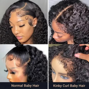 Short Bob Kinky Curly Human Hair Frontal Wig 4C Edges Lace Front Wigs Transparent 4x4 Closure Human Hair Wig Natural Hairline - Image 4