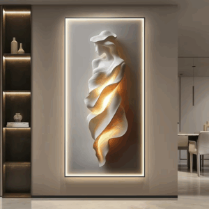 Minimally Abstract Entrance Decoration Painting High-end Relief Feeling Hanging Painting Room Decoration Wall Lamp Led Light - Image 5