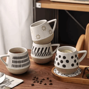 Vintage Black and White Polka Dot Ceramic Coffee Cup Home Art Irregular Mug Dessert Drink Cup Gift Office Mug Home Decoration - Image 7