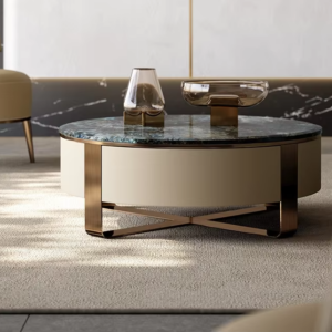 Natural Marble Coffee Table High-end Furniture Set Round Coffee Table Set - Image 6