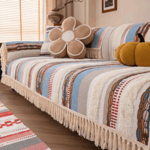 Old Coarse Cotton and Linen Sofa Cushion Four Seasons Universal Thickened Linen Seat Pad Anti-Cat Scratch Inn Sofa Cover - Image 4