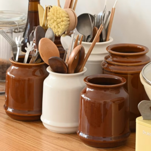 Kitchen Utensil Holder, Ceramic Cooking Utensil Holder for Counter Top, Storage Organizer for Spatula Spoon and Fork Storage Jar - Image 6