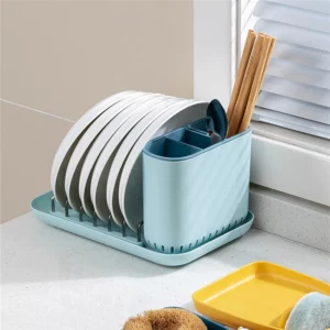 Kitchen Storage Organizer Rack Holder Chopsticks Fork Spoon Bowl Drainer Shelves with Drain Tray - Image 2