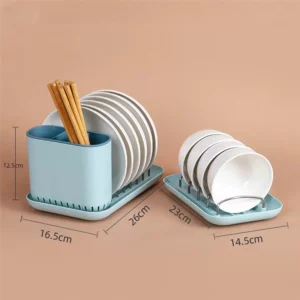 Kitchen Storage Organizer Rack Holder Chopsticks Fork Spoon Bowl Drainer Shelves with Drain Tray - Image 6