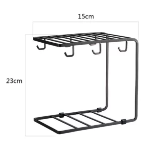 Metal Coffee Mug Cup Holder Rack Organizer Storage Stand for Kitchen Counter Cabinet Table 6 Hooks Shelf for Display and Drying - Image 4