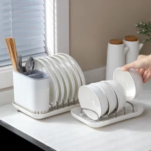 Kitchen Storage Organizer Rack Holder Chopsticks Fork Spoon Bowl Drainer Shelves with Drain Tray - Image 3