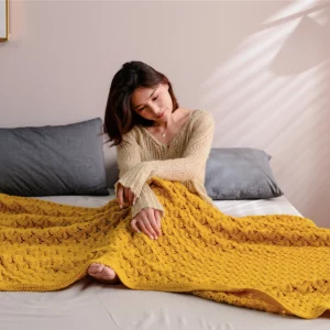 REGINA Summer Rhombus Plaid Throw Blanket Fashion Comfortable Home Decor Sofa Throws Hollow-out Breathable Chunky Knit Blankets - Image 3
