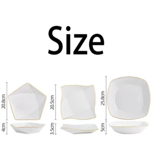 Creativity Irregular Ceramic Plate Nordic Golden Stroke Steak Pasta Dinner Plates Restaurant Serving Tray Wedding Decoration - Image 6
