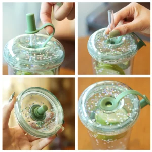 Kawaii Bubble Tea Water Bottle Plastic Cup With Straw Insulated Drinkware Tea Juice Girl Sparkling Bottles For School BPA Free - Image 6