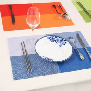 WHQ 4 Pcs/set Placemats PVC Table Mat Color Block Dining Disc Pads Coasters Mantel Napperon 30*45cm Plate Bar Tapete de lugar - Image 5