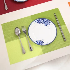 WHQ 4 Pcs/set Placemats PVC Table Mat Color Block Dining Disc Pads Coasters Mantel Napperon 30*45cm Plate Bar Tapete de lugar - Image 4
