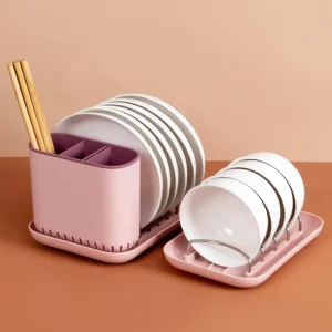 Kitchen Storage Organizer Rack Holder Chopsticks Fork Spoon Bowl Drainer Shelves with Drain Tray - Image 4