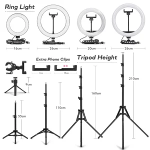 Tripod With LED Ring Light For Phone Tripod Camera Stand Selfie Photography Light LED Lamp Color Photo Studio For YouTube Live - Image 3