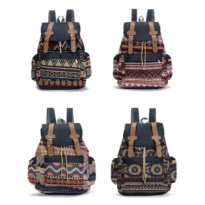 High Quality Women Canvas Vintage Backpack Ethnic Backpacks Bohemian Backpack Schoolbag - Image 4