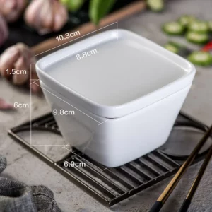 White Ceramic Bowl with Lid, Square, Cute Salad Bowls, Small Fruit Dessert, Ice Cream, Soy Sauce Dish, Creative Plate with Cover - Image 6