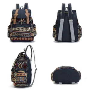 High Quality Women Canvas Vintage Backpack Ethnic Backpacks Bohemian Backpack Schoolbag - Image 2