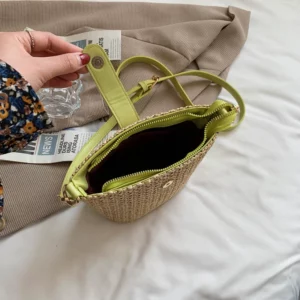 LEFTSIDE Weave Mini Straw Bucket Shoulder Bags for Women 2025 Summer Ladies New Crossbody Bag Females Beach Bags Lady Handbags - Image 6