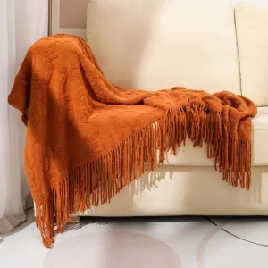American Thread Blanket Solid Color Sofa Cover Knit Bedspread Office Nap Blanket Throw Cozy Warm Travel Shawl For Adults - Image 3