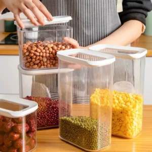Sealed Grain Storage Box Transparent Food Cereal Kitchen Storage Container Rice Tank Barrel Coffee Bean Organizer Kitchen Tools - Image 2