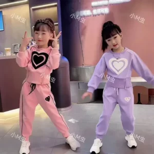 New Spring Autumn Girls Clothing Sets Kids Casual Sweatshirt+pant 2pcs Suit Tracksuit Child Outfit Sets Printing Sportswear 1-9 - Image 2